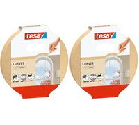Tesa Ruban de Masquage Spécial COURBES - Ruban Adhésif avec Crêpage Extra Fort pour Masquer les Courbes et les Formes Irrégulières - Surfaces Rugueuses et Lisses - 25 m x 25 mm (Lot de 2)