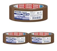 Tesa Ruban d'emballage, Ruban d'emballage résistant pour les colis et boîtes moyens à lourds, 66 m x 50 mm - Marron (Lot de 3)