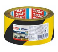 tesa Signal Premium Ruban Adhésif de Marquage et d'Avertissement - Balisage et Signalisation Permanente des Zones Dangereuses - PVC Robuste - Noir - Jaune - 66 m x 50 mm
