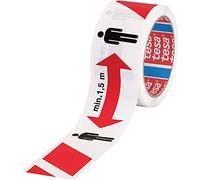 Tesa SIGNAL Ruban Adhésif de Marquage - Marquage de Distanciation au Sol - Distance de Sécurité de 1,5 m - Autocollant pour l'Intérieur et l'Extérieur - Blanc-Rouge - 50 m x 50 mm
