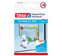 tesa TACK Coussinets adhésifs double face - 1 x 60 coussinets | Bandes adhésives transparentes - Pour murs, fenêtres et miroirs - Fines et double face - Alternative aux punaises
