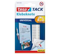 Tesa TACK Pâte à Fixer - Gommettes Adhésives Repositionnables pour Fixer des Objets Légers sur des Surfaces Solides - 80 Pastilles Malléables Blanches 59405-00000-00