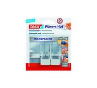 tesa Crochet Powerstrips Jusqu'à 1 kg 15×81×130 mm +4 languettes Large Transparent/Blanc