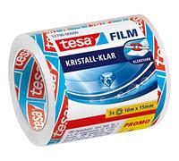 Tesa Ruban adhésif transparent 15 mm x 10 m – PP, sans solvant, résistant – Lot de 3