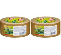Tesa tesapack Papier Standard - Ruban D'emballage en Papier Écologique, Composé de 56% de Matériaux Biosourcés - Efficace et Recyclable - Marron - 50 m x 50 mm (Lot de 2)