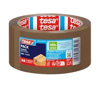 Tesa tesapack STRONG RECYCLED Ruban adhésif colis - 66 m x 50 mm - marron | Ruban d'emballage en plastique 100 % recyclé - Résistant aux UV et au vieillissement, pour colis de poids moyen - Silencieux