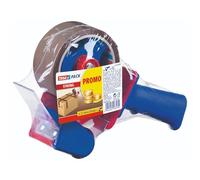 tesa tesapack Strong und Handabroller im Set mit 1 Rolle geräuscharmem Paketklebeband - Braun - 66 m x 50 mm