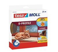 tesa UK Tesamoll 05389-00001-00 Joint d'étanchéité profilé en D autocollant en caoutchouc pour isoler les espaces de fenêtres et portes Marron 25 m x 9 mm