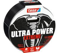 tesa Ultra Power Extreme Ruban de réparation - Noir - 25 m x 50 mm | Ruban adhésif à adhérence ultra-forte, même sur des surfaces rugueuses - Résistant aux intempéries et déchirable à la main