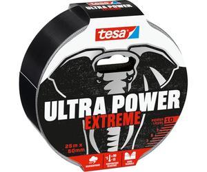 tesa Ultra Power Extreme Ruban de réparation - Noir - 25 m x 50 mm | Ruban adhésif à adhérence ultra-forte, même sur des surfaces rugueuses - Résistant aux intempéries et déchirable à la main