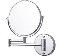 Tesa VISIOON - Miroir Mural Pivotant Grossissant 5X - Miroir Maquillage Double Face - Montage Facile - Fixation sans Percer sur Carrelage, Métal et Autres Surfaces - 30 x 48 cm, Argenté
