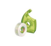 tesafilm CLEAR RECYCLED - ruban adhésif transparent - 100% plastique recyclé - résistant à la déchirure - sans solvant et résistant au vieillissement - 1 rouleau á 33 m x 19 mm + distributeur manuel