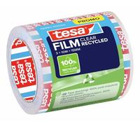 tesafilm Clear Recycled - Ruban Adhésif Transparent - 10m x 15mm - 3 Pièces | 3 rouleaux de bande adhésive résistante à la déchirure - Plastique 100 % recy orte adhérence, sans solvant, durable