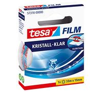 tesafilm Crystal Clear - Ruban Adhésif Ultra-transparent - 33 m x 15 mm | Bande adhésive d'une clarté cristalline - Forte adhérence, résistante à la déchirure, sans solvant, durable