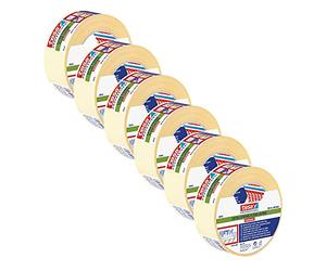 tesafix 4944 Ruban de pose extra fort - pack de 6 - Ruban de pose pour collage durable de moquette sur surfaces rugueuses - Ruban adhésif pour moquette transparent - 25 m x 5 cm chacun