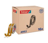 tesafix 4952 Ruban de Montage en Lot de 16-50 m x 19 mm Chacun | 16 rouleaux de ruban adhésif double face résistant à l'humidité - Fixation sans perçage en milieu humide - Blanc