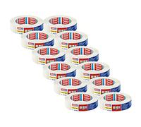 tesakrepp 4348 Standard - Pack de 12 - Crêpe de peintre pour travaux de peinture simples à l'intérieur - Ruban de peintre pour masquer et couvrir - beige clair - 50 m x 25 mm chaque