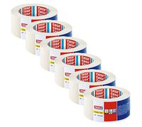 tesakrepp 4348 Standard - Pack de 6 - Crêpe de peintre pour travaux de peinture simples en intérieur - Ruban de peintre pour masquer et couvrir - beige clair - 50 m x 50 mm chaque