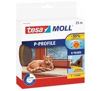 tesamoll Joint d'étanchéité profilé P en caoutchouc auto-adhésif pour isolation des espaces de fenêtres et portes Marron 25 m x 9 mm