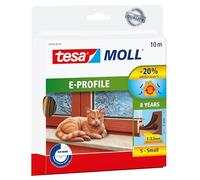 tesamoll Joint Portes et Fenêtres Profil E - Joint d'Isolation Thermique Adhésif en Caoutchouc - Anti Froid et Humidité - Comble des Espaces Faibles de 1 à 3,5 mm - Marron - 10m x 9mm