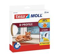 Tesamoll Joint profilé en D - Joint auto-adhésif en caoutchouc pour isoler les espaces dans les fenêtres et les portes - Blanc - 25 m x 9 mm