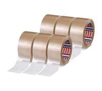 tesa Pack 4124 Premium PVC - Lot de 6 - Ruban adhésif en PVC pour colis moyens à lourds - Déroulement silencieux - Transparent - 66 m x 5 cm chacun