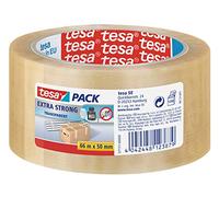 tesapack Extra Strong Ruban adhésif colis - 66 m x 50 mm - transparent | Ruban d'emballage de qualité PVC - Résistant aux déchirures, pour colis lourds - Ruban adhésif à déroulement silencieux