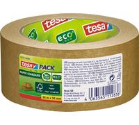 tesapack Papier Standard - Umweltschonendes Paketband aus Papier, 56% biobasiertes Material - Effizient und recyclingfreundlich - Braun - 50 m x 50 mm