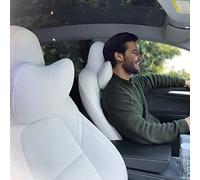 TESBEAUTY Lot de 2 Coussins d'appui-tête de Voiture améliorés en Cuir Nappa véritable pour Tesla Model Y, Model 3, Model X, Model S, Ajustement Universel, Blanc