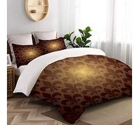 TESCCI Parure de lit Adulte,Housse de Couette,Fleur De Lis Fleur De Lys Royal Inspiré Style Floral Baroque Foncé Modèle Moderne,1 Housse de Couette 140 x 200cm + 2 Taies d'Oreillers 50 * 75 CM