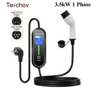 Teschev 220V 230V Portable EV chargeur Wallbox 16A Type1 J1772 câble de charge Type2 cordon IEC62196 prise Schuko pour voiture électrique 16A Type2