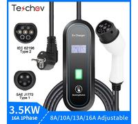 Teschev chargeur EV Portable 220V 3.5KW J1772 Type 1 IEC62196-2 Type 2 chargeur 16A chargeur à courant réglable pour voiture électrique 3.5KW Type1