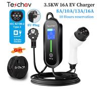 Teschev-Chargeur EV Portable pour Voiture Électrique, Boîtier de Charge EVSE Type 2, Niveau 2, J1772 Vope1, 3,5 KW, 16A 3.5KW Type 1