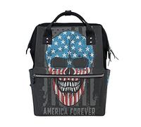 Teschio America Bandiera Usa Opere D'Arte Sac à Langer Sac à Dos Grande Capacité Multifonction Sac à Couches pour Voyage Maman Femme Papa