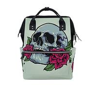 Teschio Rosa Arte Sac à Langer Sac à Dos Grande Capacité Multifonction Sac à Couches pour Voyage Maman Femme Papa