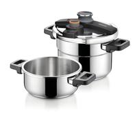 Tescoma 702768 Marmite à Pression, Acier Inoxydable, Noir/Gris, 2 unités