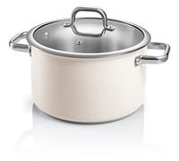 Tescoma - 780120, Delight, Casserole en acier inoxydable, avec couvercle, graduée, surface émaillée, blanche, 6 litres, diamètre 24 cm