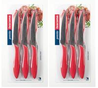 Tescoma 863056.20 Couteau à Steak, Acier Inoxydable, Rouge, 6 unités (Lot de 2)