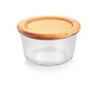 Tescoma 900848 Récipient en verre avec couvercle en bambou, rond 0,8 litre, ligne en ligne