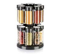 Tescoma Lot de Pots à épices en 16 Support pivotant, Anthracite Saison, Couleurs Assorties