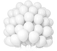 Teselife 100 Ballons Blancs en Latex Mat 12 Pouces, pour Anniversaire, Mariage, Diplôme, Réveillon du Nouvel An, Noël, Décoration Fêtes et Événements Festifs