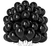 Teselife 100 Ballons Noirs en Latex Mat 12 Pouces, pour Anniversaire, Diplôme, Réveillon du Nouvel An, Halloween, Décoration Fêtes et Événements Festifs