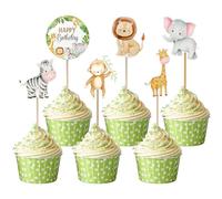 Teselife 24 pièces animaux gâteau, jungle et safari cupcake, décoration thème forêt pour fête des enfants garçon