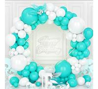 Teselife Arche Ballons Bleu et Blanc,119Pièces Kit Guirlande Ballon Matte Blanc Teal Bleu Turquoise Garçon Hommes Baby Shower Anniversaire Mariage Proposition Valentin Nuptiale Douche Graduation Déco
