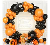 Teselife Arche Ballons Noir et Orange,119Pièces Kit Guirlande Ballon Matte Noir Orange Garçon Hommes Femmes Fille Baby Shower Anniversaire Mariage Proposition Valentin Halloween Nuptiale Douche Déco
