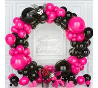 Teselife Arche Ballons Noir et Rose,119Pièces Kit Guirlande Ballon Matte Noir Rose Rouge Femmes Fille Princesse Baby Shower Anniversaire Mariage Proposition Valentin Nuptiale Douche Graduation Décora