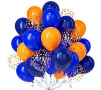 Teselife Ballons Bleu Orange, 30Pièces Bleu Nuit Marine Foncé Orange Confettis Ballon Hélium Homme Garçon Anniversaire Mariage Valentin Proposition Remise Diplôme Mascarade Retraite Thème Espace Déco