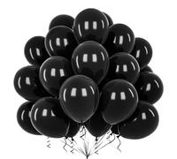 Teselife Ballons Noir, 50Pièces 12Pouces Mat Noir Latex Ballon Arche Guirlande Garçon Hommes Anniversaire Mariage Proposition Valentin Douche Nuptiale Diplôme Retraite Fiançailles Halloween Déco Fête