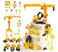 Teselife Decoration Gateau Chantier 9 Ans, Décoration Gteau Anniversaire Pelleteuse Garçon 9er, Chantier de Construction Miniature Deco Gteau Cake Cupcake Topper pour Enfant Fille Garçon Anniversaire