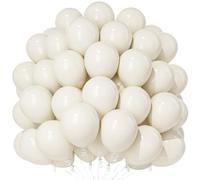 Teselife Lot de 100 ballons blancs sable de 30,5 cm - En latex blanc mat - Pour hommes et femmes - Pour anniversaire, fête prénatale, mariage, fiançailles, remise de diplôme, décoration de fête